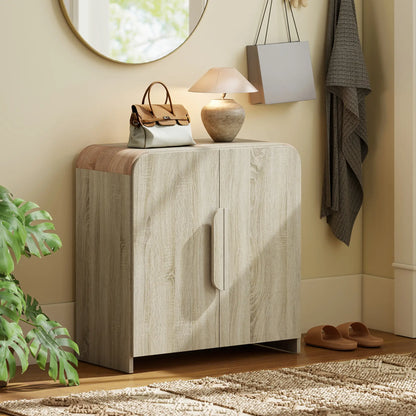 31.5" Meuble bas de cuisine, Bois naturel, Porte à fermeture douce, Étagère réglable