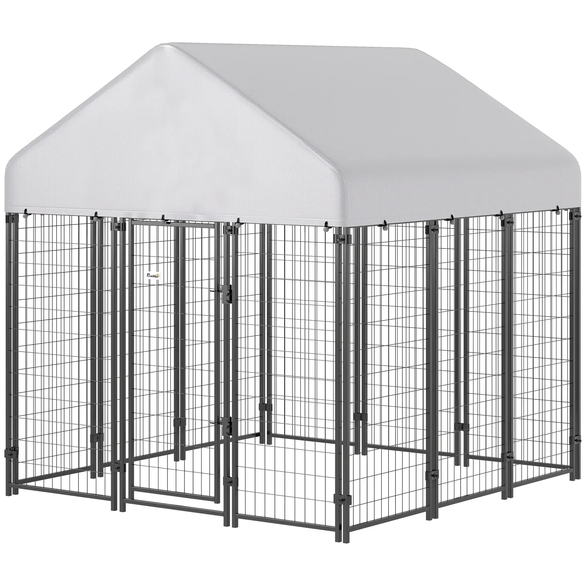 Outdoor Dog Kennel, Waterproof UV-Resistant Cover, 6' x 6' x 6' Dog Kennels Silver, Black at Gallery Canada