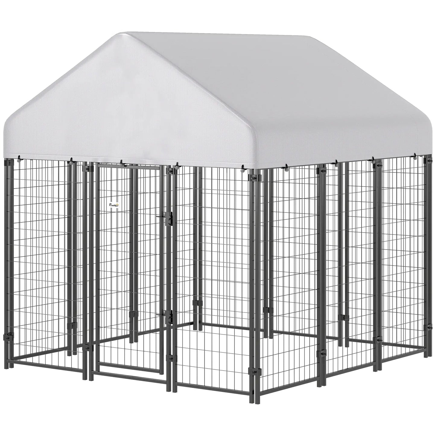 Outdoor Dog Kennel, Waterproof UV-Resistant Cover, 6' x 6' x 6' Dog Kennels Silver, Black at Gallery Canada