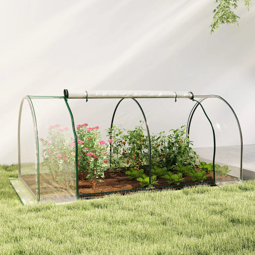 8' x 3' x 2.6' Mini Greenhouse, Portable with Zippered Doors, Clear