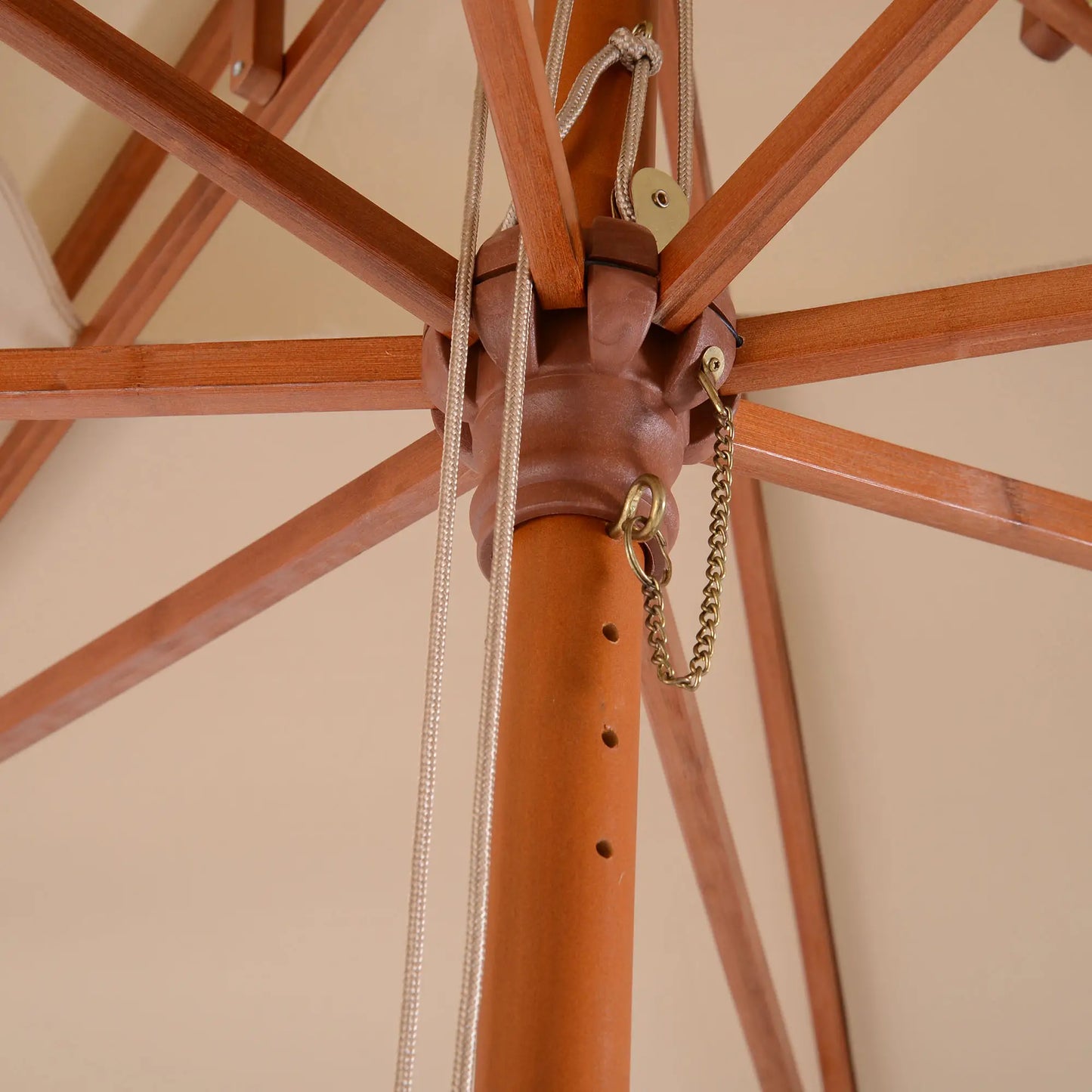 10x10ft Wood Square Patio Umbrella, Pagoda Style, Khaki Sun Umbrellas at Gallery Canada