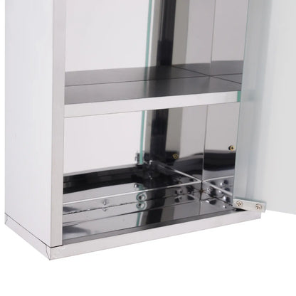 Wall Mount Medicine Cabinet, 4 Tier Shelves, Stainless Steel Frame, Glass Door, Lockable, 12" x 23.5", Silver Mirror Medicine Cabinets at Gallery Canada