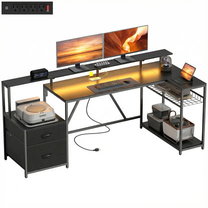 76" Gaming Desk, RGB Lights, USB Ports, Monitor Stand, Black Gaming Desks at Gallery Canada