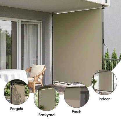 7' x 10' Retractable Patio Awning, Manual Outdoor Privacy Screen, Beige Retractable Side Awning at Gallery Canada