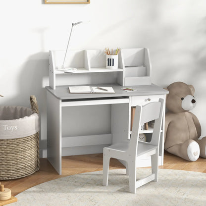 Kids Desk and Chair Set, Study Table for 5-8 Year Old, Grey Kids Desk Sets at Gallery Canada