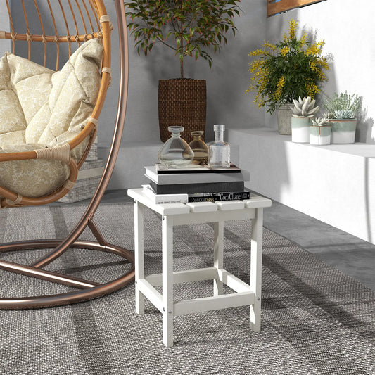 Square Side Table, 15" Outdoor HDPE, Weather Resistant, White Patio Side Tables White at Gallery Canada