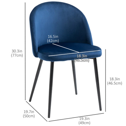 Modern Dining Chairs, Mid-Back Velvet Upholstery, Set of 4, Dark Blue Bar Stools at Gallery Canada