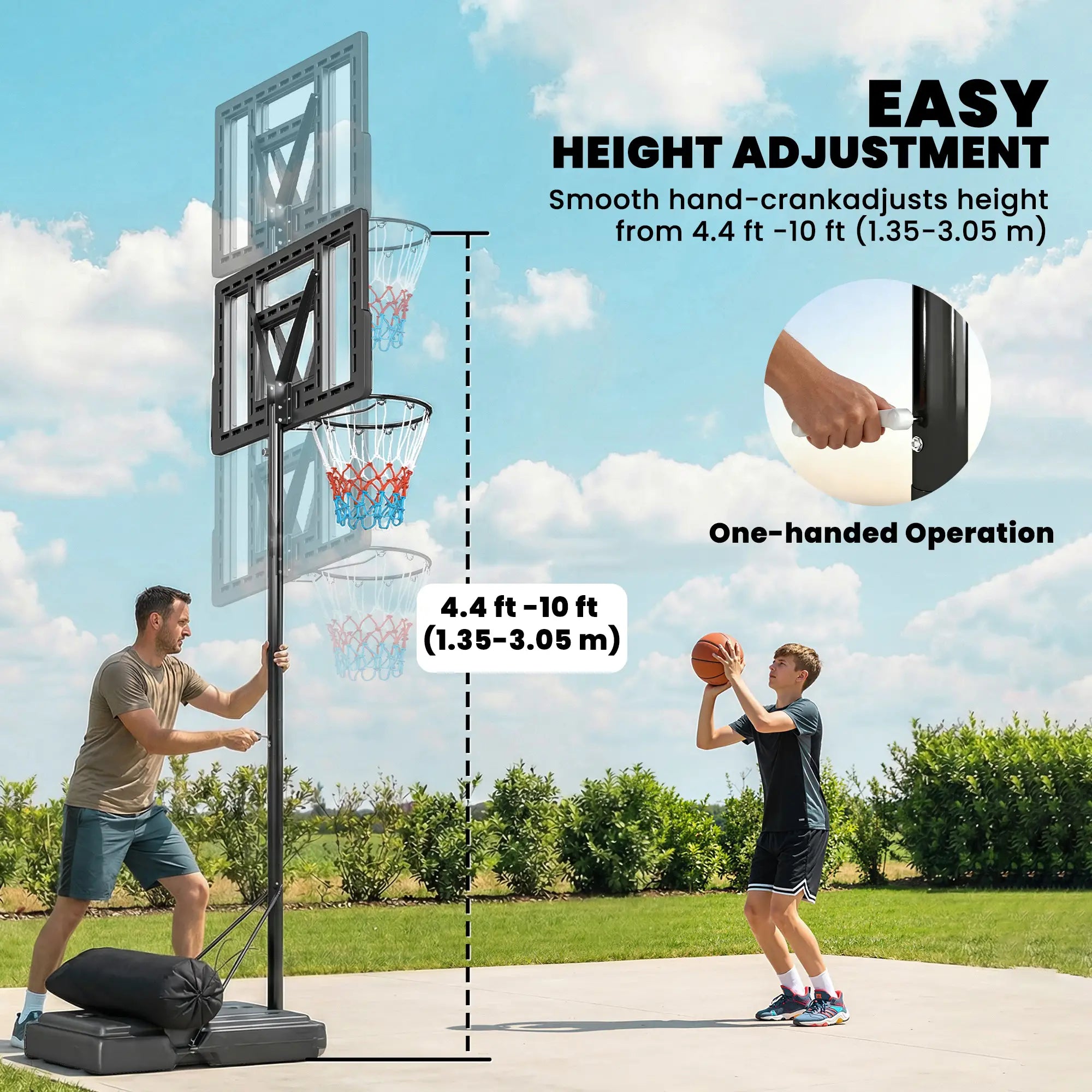 Adjustable Basketball Hoop Stand, 4.4-10 Ft, Shatterproof Backboard, Weight Bag Basketball at Gallery Canada