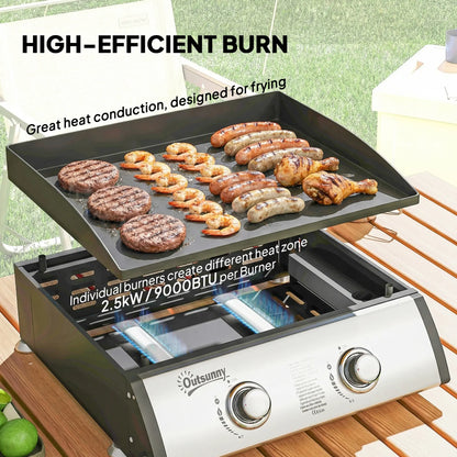 2 Burner Gas Grill, Portable Tabletop BBQ, Camping Picnic, Silver Propane Gas Grills at Gallery Canada