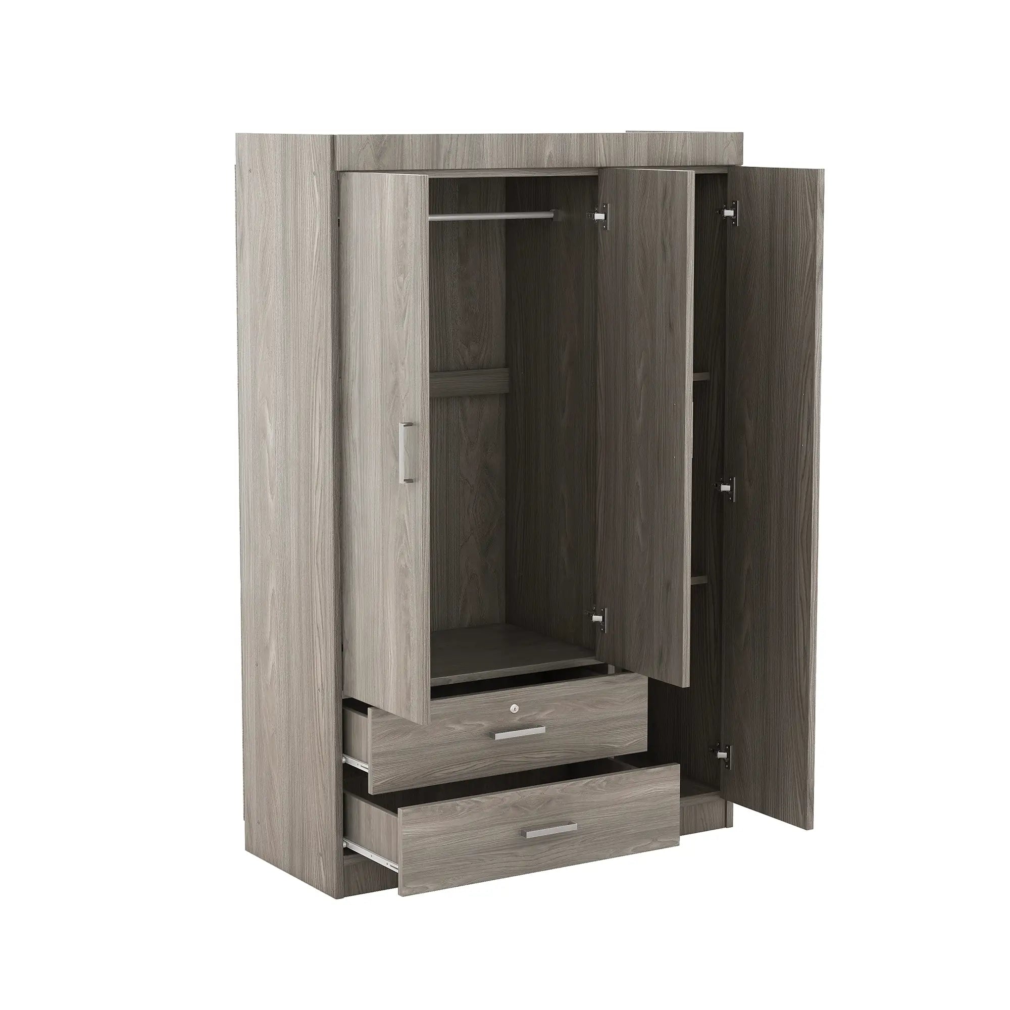Modern Wardrobe, 2 Drawers, MDF, Hanging Rail, 41.5