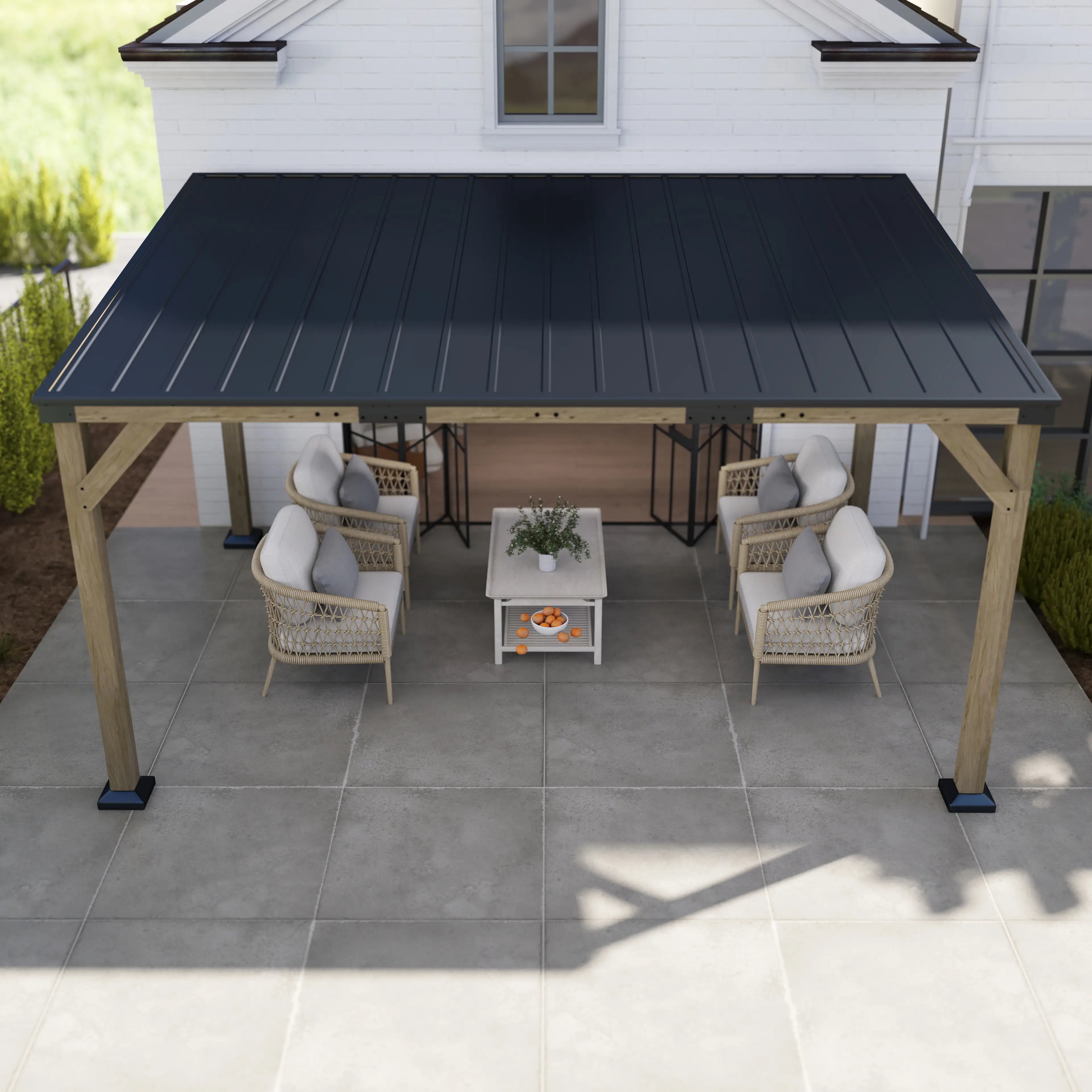 14' x 10' Galvanized Steel Hardtop Gazebo, Dark Grey Pergolas at Gallery Canada