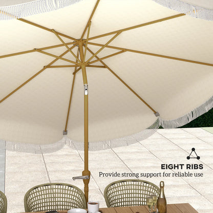 9FT Patio Umbrella, UPF 30+, Crank, 8 Ribs, Push Button Tilt, Cream White Patio Umbrellas at Gallery Canada