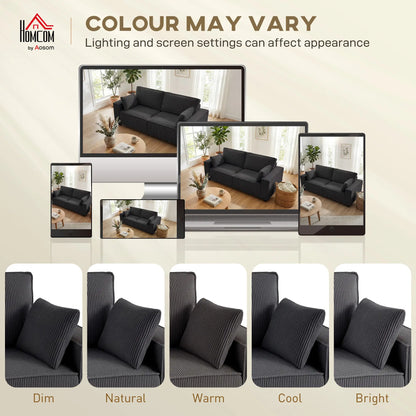 86" 3 Seater Sofa, Modern Corduroy Couch, Dark Grey 3-Seater Sofas at Gallery Canada