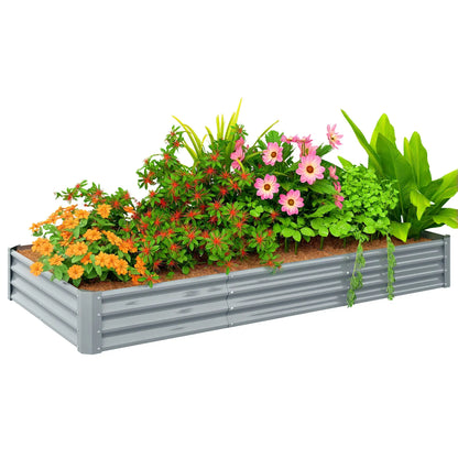 8 x 4 x 1ft Galvanized Raised Garden Bed, Reinforced Outdoor Planter Box, Silver Raised Garden Beds at Gallery Canada