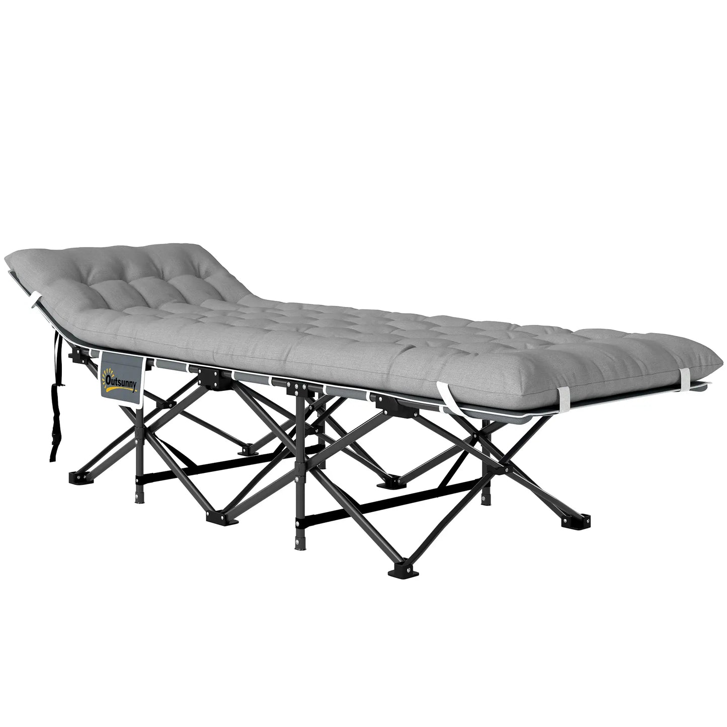 25.6" Wide Folding Camping Cot, Mattress Included, Light Grey Camping Cots Light Grey at Gallery Canada