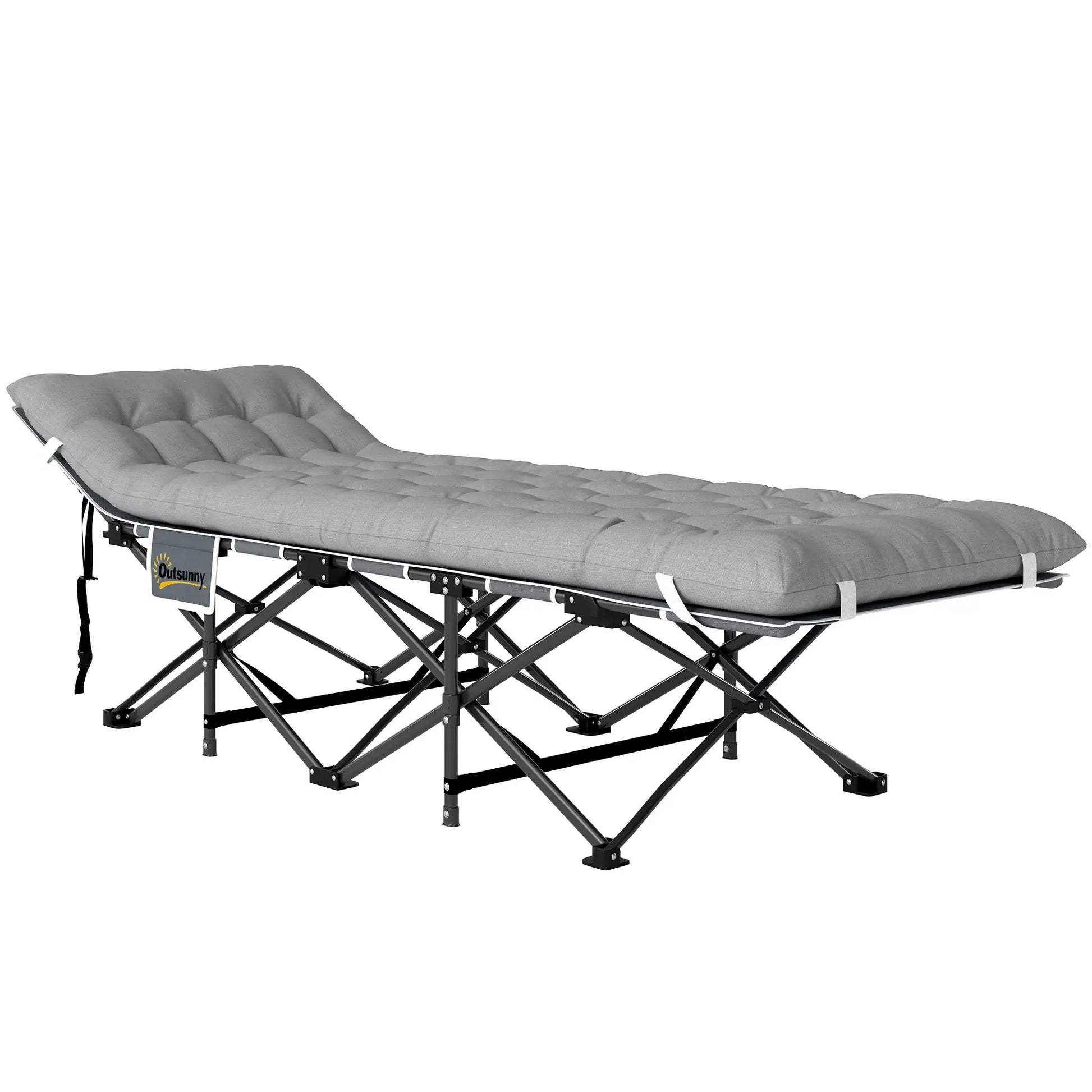 25.6" Wide Folding Camping Cot, Mattress Included, Light Grey Camping Cots Light Grey at Gallery Canada