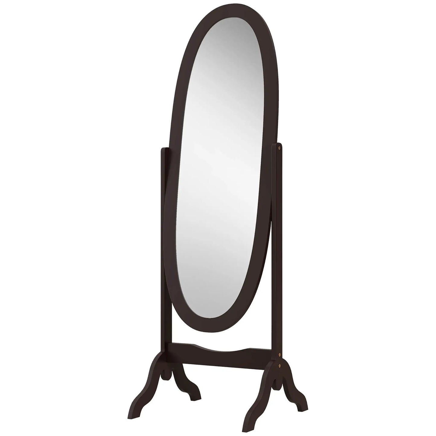 Full Length Floor Mirror, Adjustable Angle Oval Frame, 60x24 Inches Full Length Mirrors Coffee at Gallery Canada