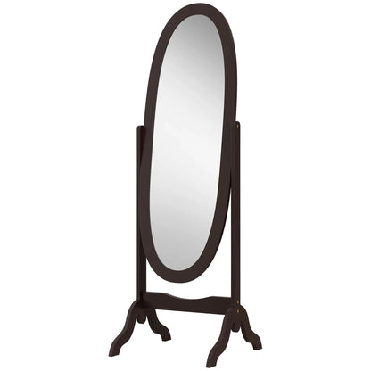 Full Length Floor Mirror, Adjustable Angle Oval Frame, 60x24 Inches Full Length Mirrors Coffee at Gallery Canada