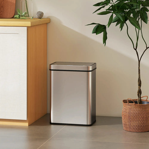 13.2 Gallon Sensor Can, Automatic Garbage Can, Stainless Steel, Silver