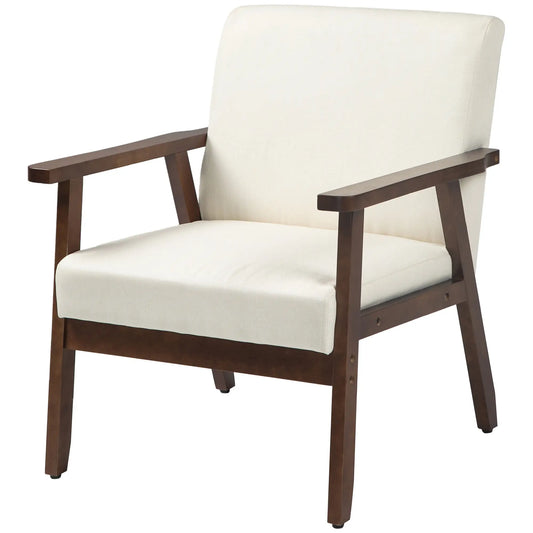 Modern Accent Chair, Cushioned Seat, Linen-Feel Upholstery, Cream White Accent Chairs Cream at Gallery Canada