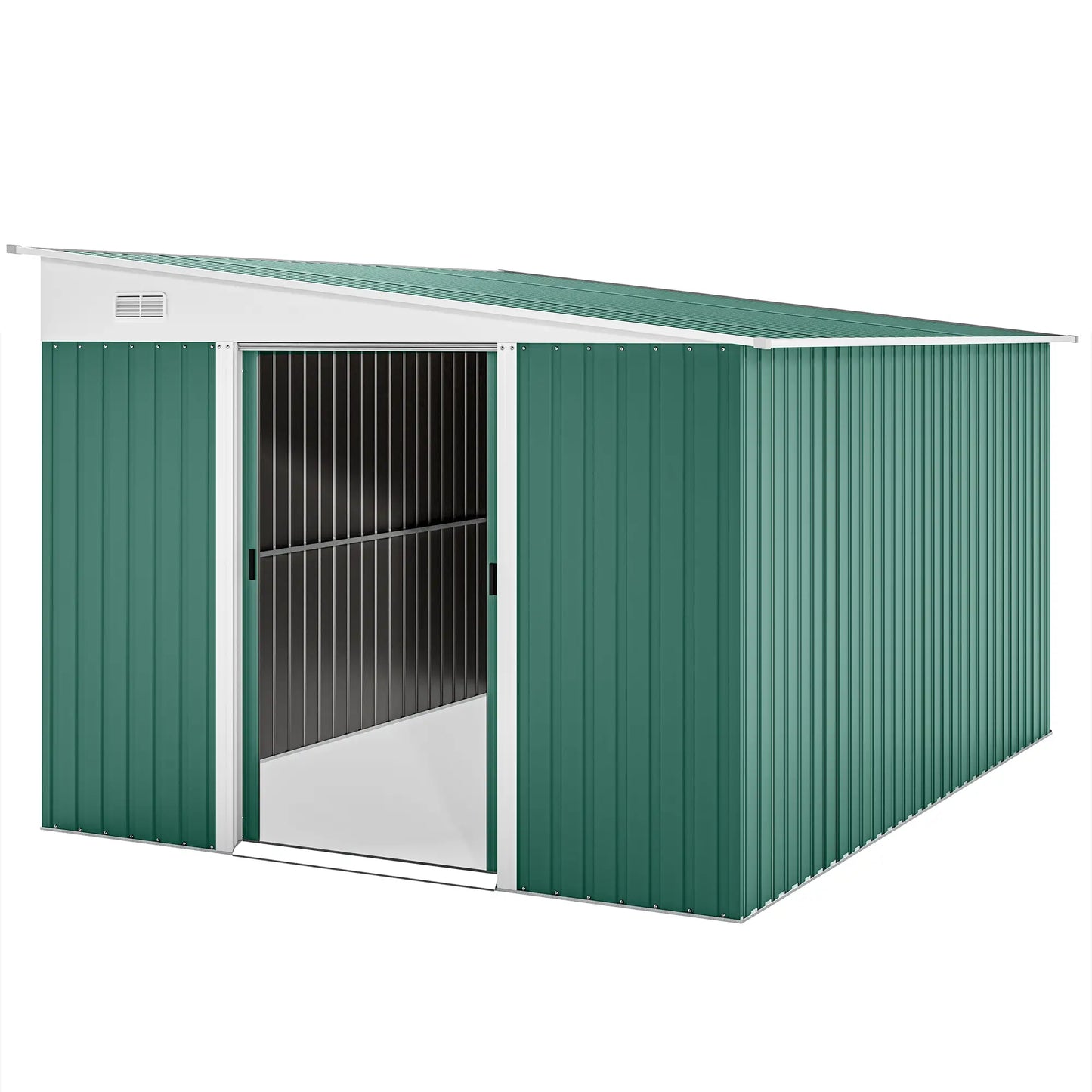11' x 9' Steel Garden Storage Shed, Outdoor Metal Tool House, Green Sheds Green at Gallery Canada