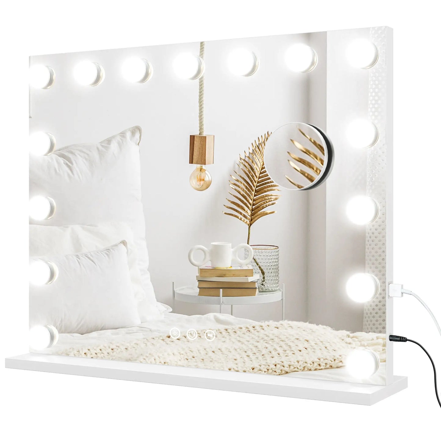 Hollywood Makeup Mirror With Lights, 3 Lighting Modes, USB Charging, White