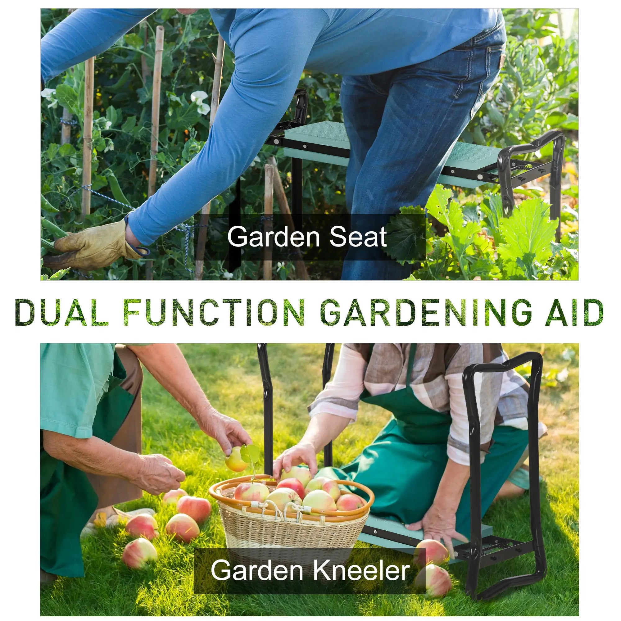 Garden Kneeler Seat Stool, Folding Gardening Chair with Thick Pad Garden Accessories at Gallery Canada