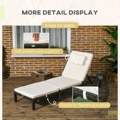 Outdoor Lounger, 5-Level Adjustable Back, Headrest, Cream White Chaise Loungers at Gallery Canada