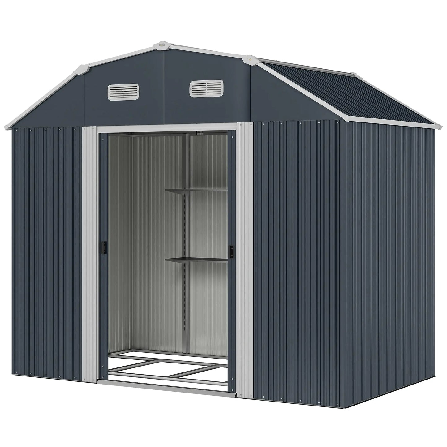 8' x 4' Galvanized Outdoor Storage Shed, Garden Shed, Adjustable Shelves Sheds Dark Grey at Gallery Canada