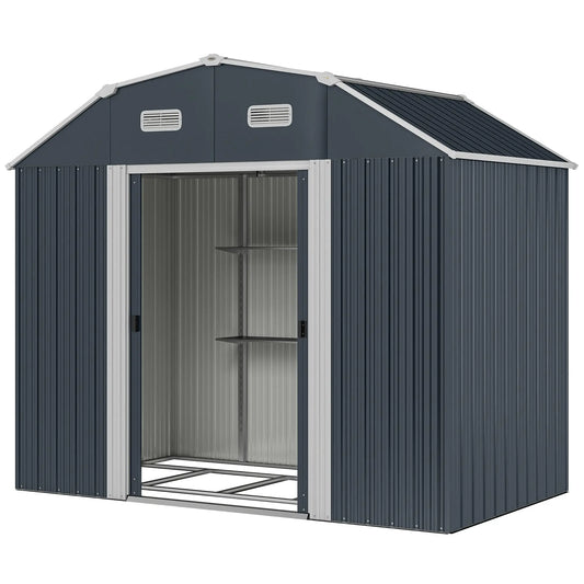 8' x 4' Galvanized Outdoor Storage Shed, Garden Shed, Adjustable Shelves Sheds Dark Grey at Gallery Canada