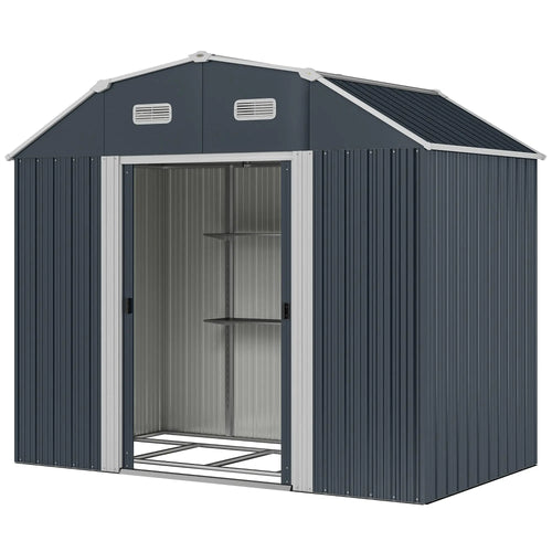 8' x 4' Galvanized Outdoor Storage Shed, Garden Shed, Adjustable Shelves