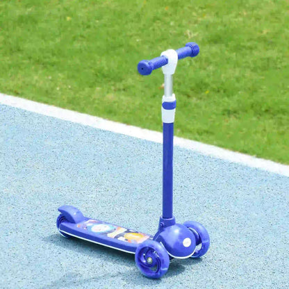 3 Wheel Kids Scooter, Adjustable Height, Rear-Fender Brake, LED Light, TPE Handlebar, Blue Scooters at Gallery Canada