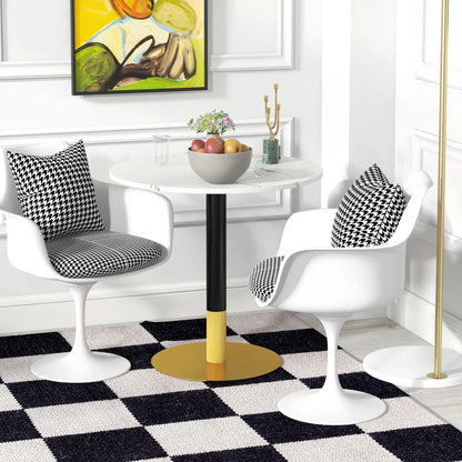 Round Dining Table, Faux Marble Top, Steel Base, Small Kitchen Table, White Bar Tables & Dining Tables at Gallery Canada