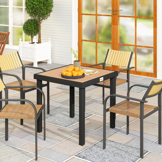 Square Aluminum Patio Dining Table for 4, Outdoor Garden Lawn, Natural Patio Dinning Tables Natural at Gallery Canada