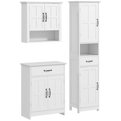 3-Piece Bathroom Furniture Set, Modern Bathroom Storage Cabinet with Drawers and Shelves, Tall and Small Floor Cabinets, Wall-mounted Medicine Cabinet, White at Gallery Canada