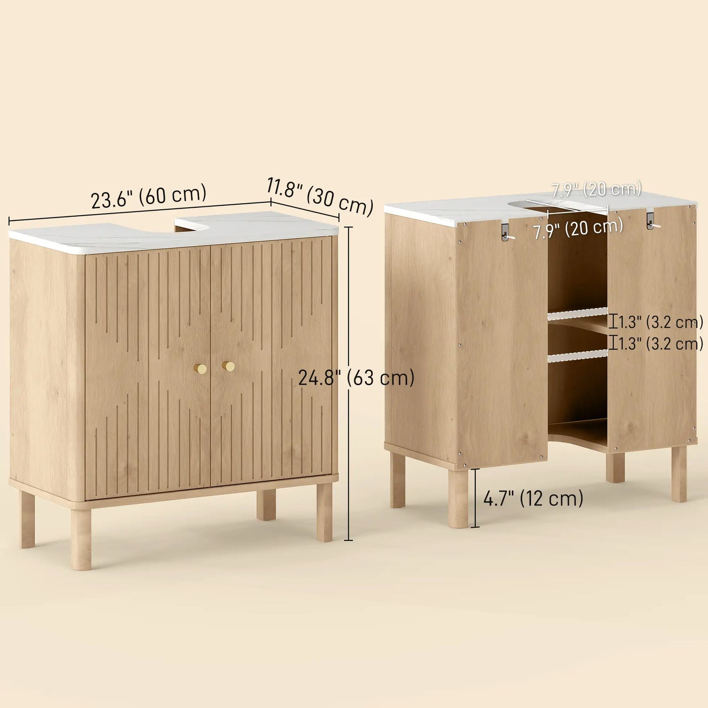 Floor Standing Bathroom Vanity, Bathroom Vanity Cabinet with Adjustable Shelf, Oak Sink Cabinets at Gallery Canada