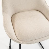 Chenille Bar Stools Set of 2, Cream White, Counter Height, Backrest