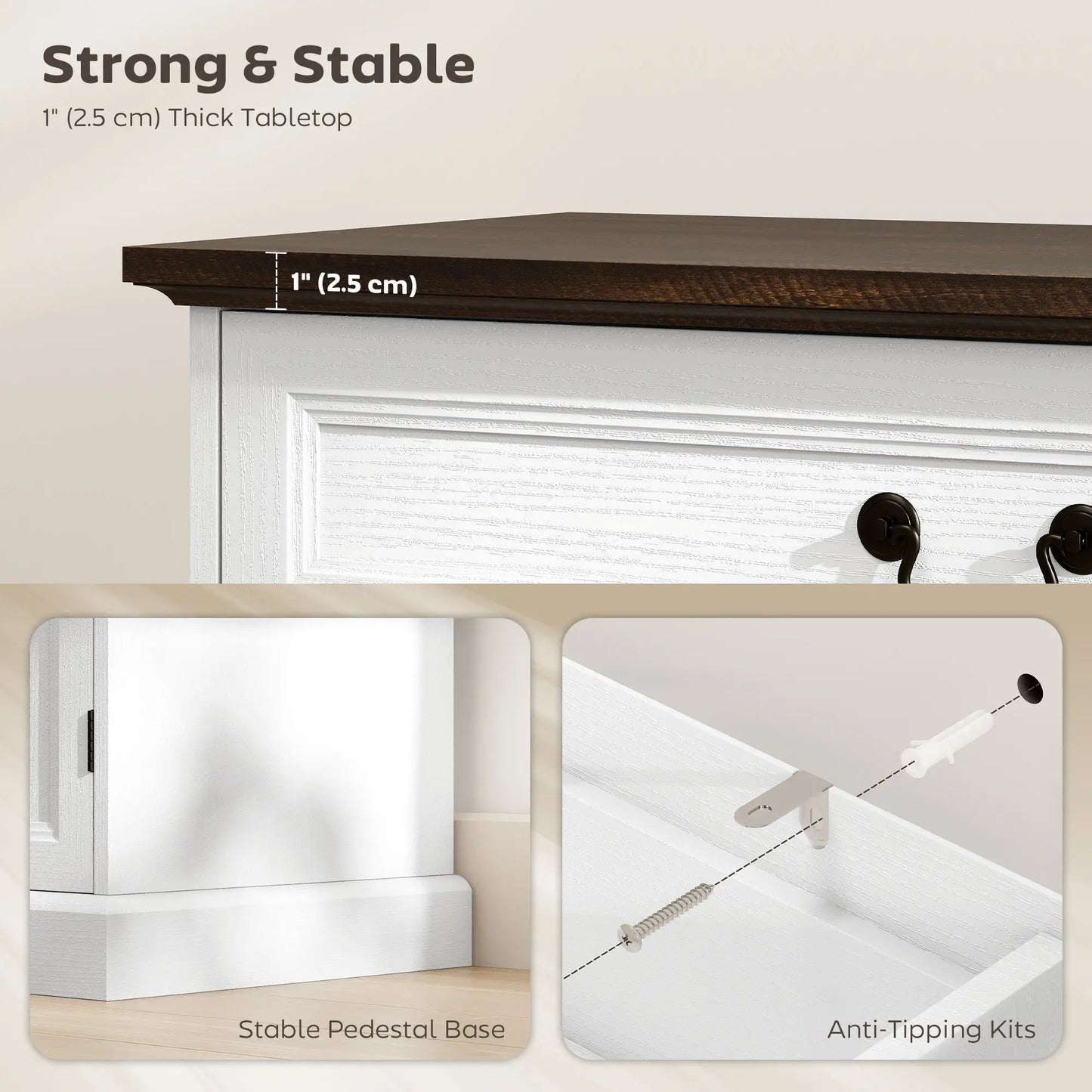 32" Buffet Cabinet, White Wood Grain, Farmhouse Sideboard, White Bar Cabinets at Gallery Canada