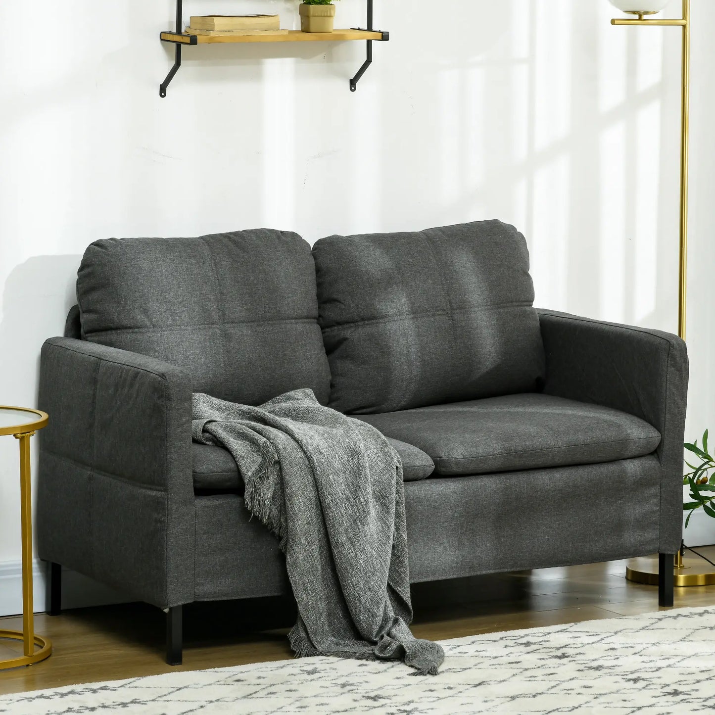 53" 2 Seat Sofa, Upholstered Two Seater Couch, Dark Grey 2-Seater Sofas at Gallery Canada