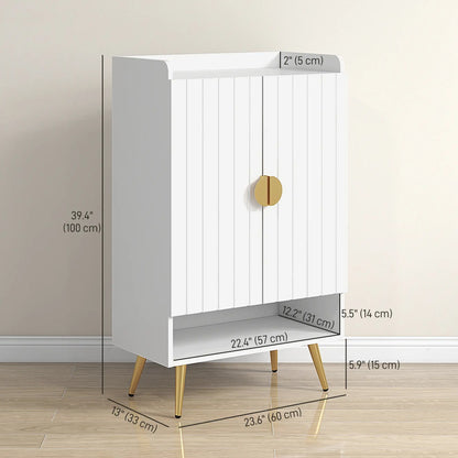 Narrow Shoe Storage Cabinet, Adjustable Shelves for 15 Pairs, White Shoe Storage Cabinets & Racks at Gallery Canada