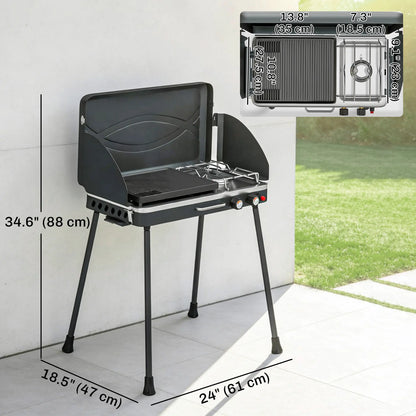 Camping Stove Gas Griddle Combo, 20,000 BTU, Portable, Black Propane Gas Grills at Gallery Canada