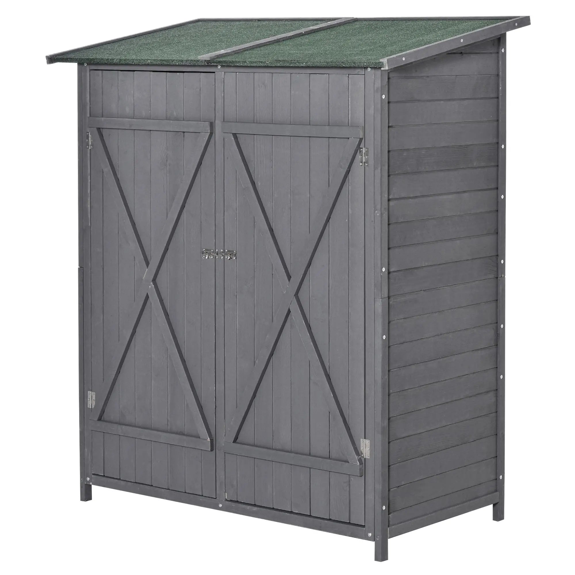 Garden Storage Shed, Asphalt Roof, Wooden, Double Door, Green and Grey Sheds at Gallery Canada