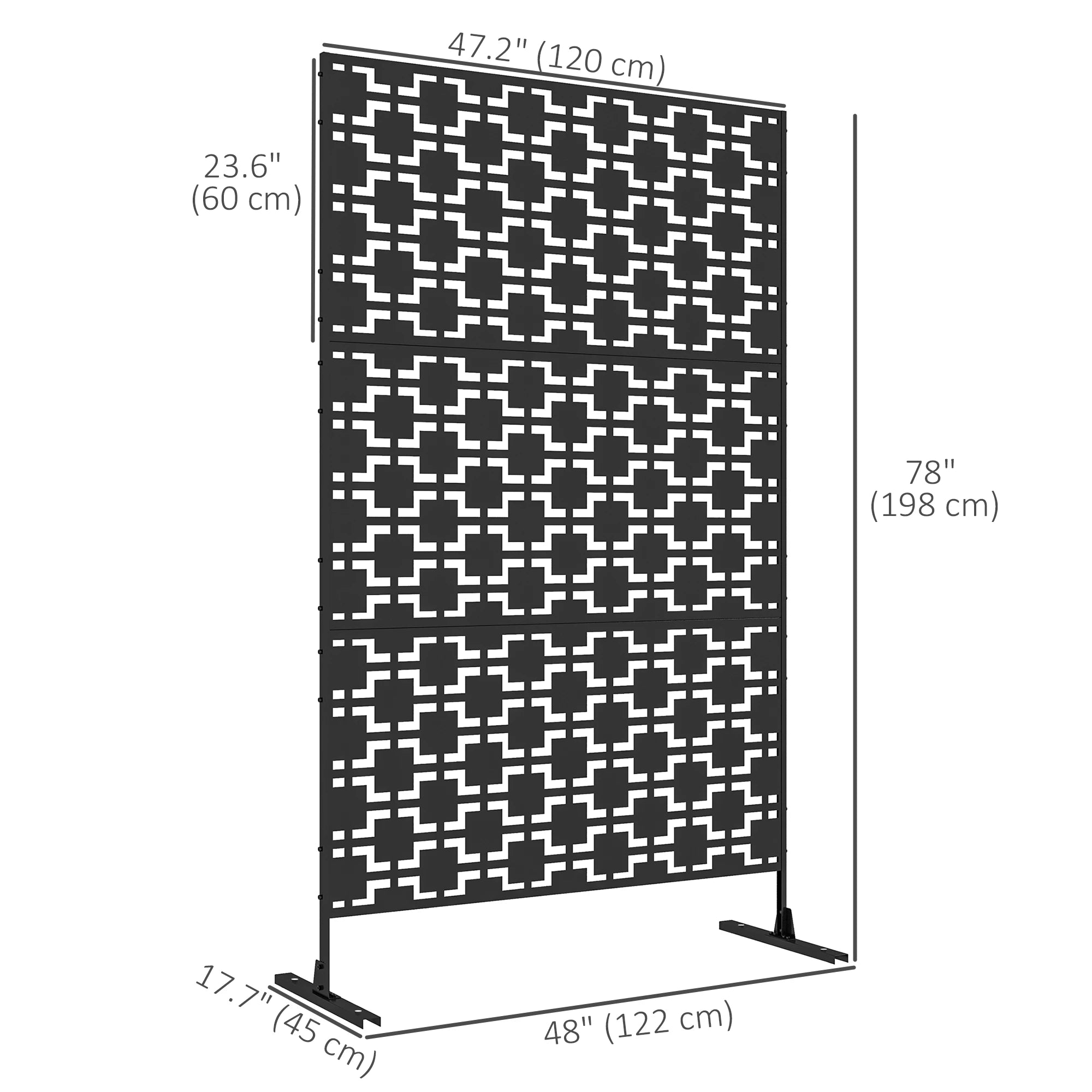 6.5FT Metal Privacy Screen, Grid Style, Outdoor Divider, Black Side Awnings at Gallery Canada