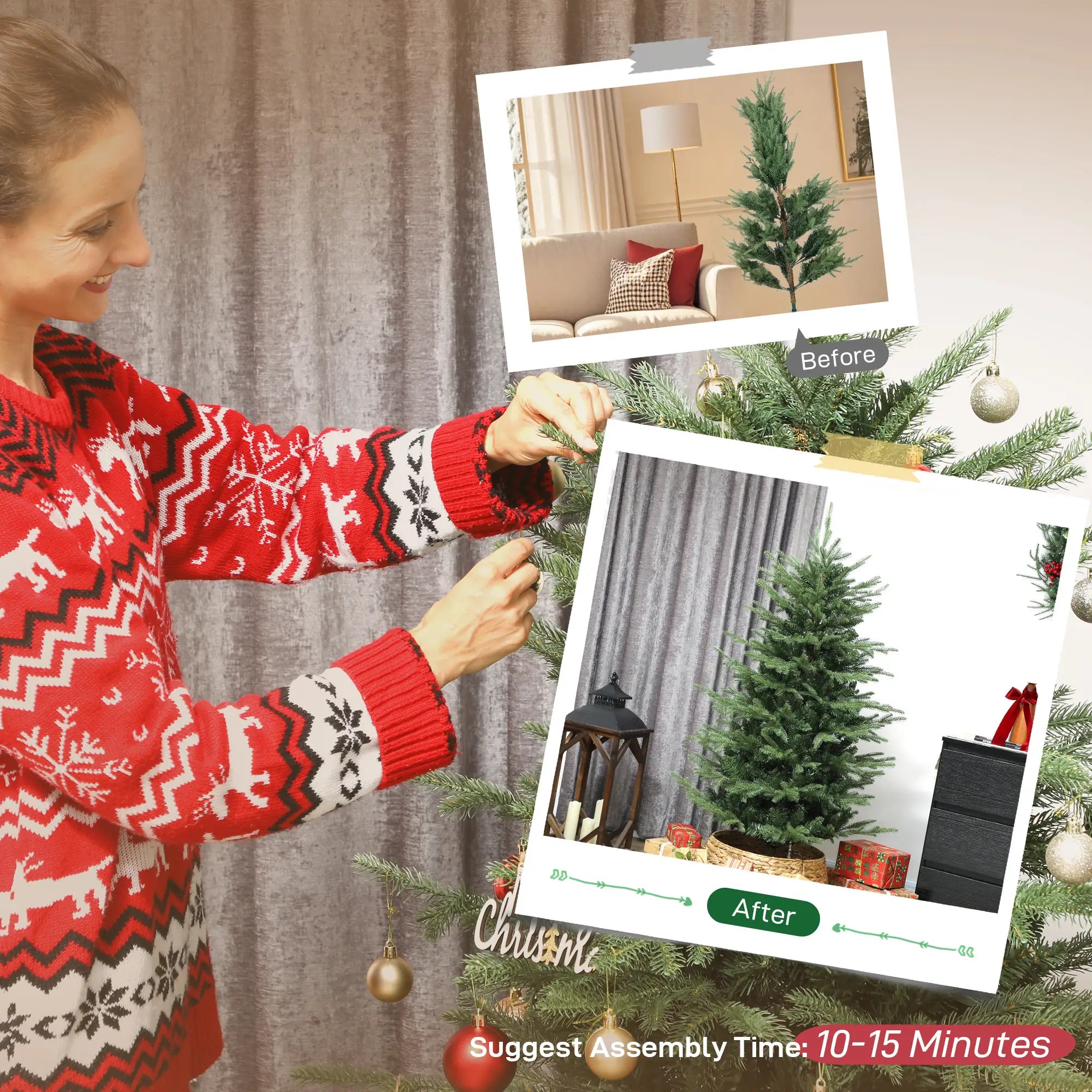 5 ft Artificial Christmas Tree, Dense Branches, Ponderosa Fir, Hinged, Easy Assembly Artificial Christmas Trees at Gallery Canada