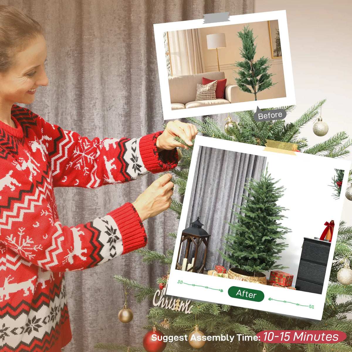 5 ft Artificial Christmas Tree, Dense Branches, Ponderosa Fir, Hinged, Easy Assembly Artificial Christmas Trees at Gallery Canada