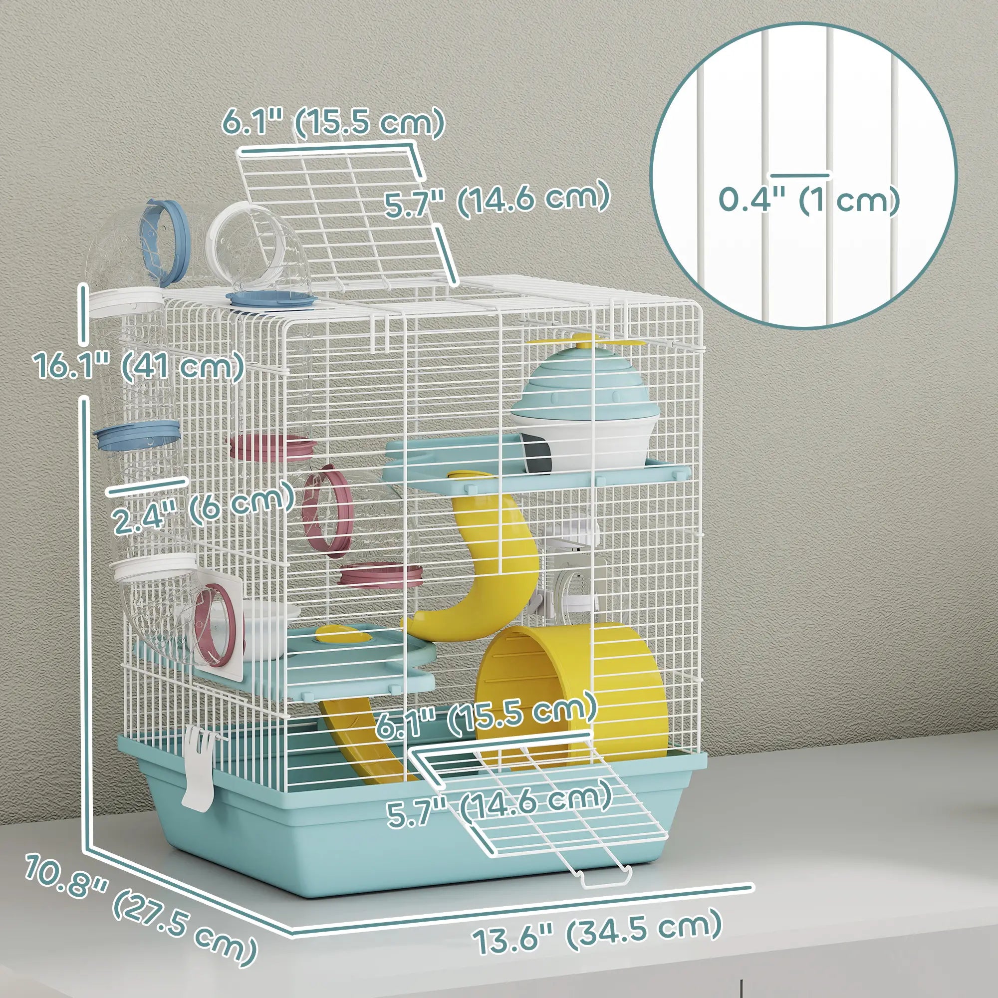 3-Level Hamster Cage With Exercise Wheel, Play Tube, Water Bottle, Blue Hamster Cages at Gallery Canada
