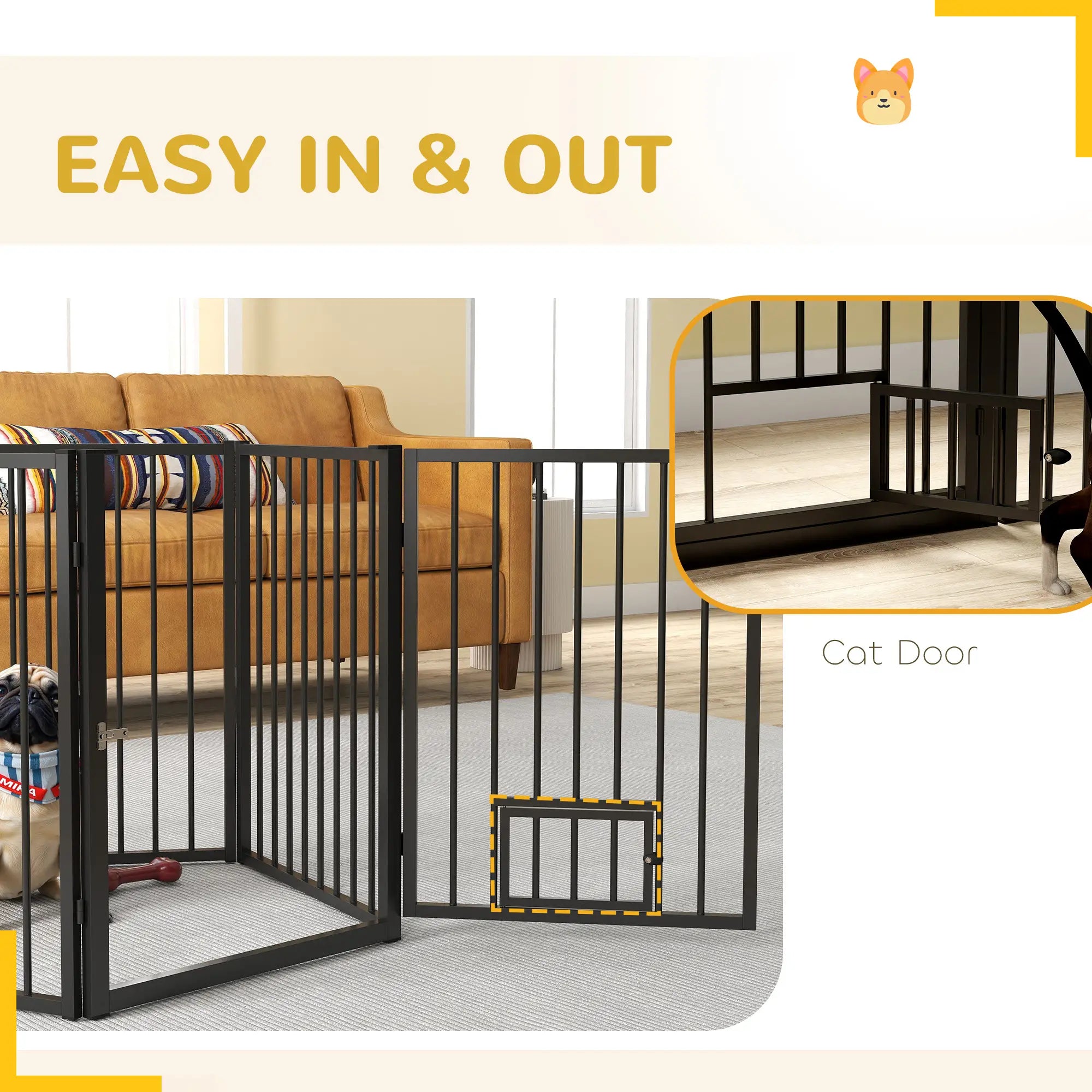 5 Panel Foldable Dog Playpen With Door, 30