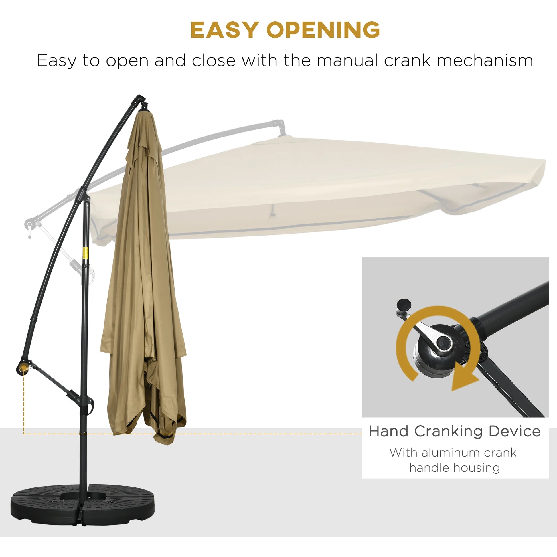 Offset Patio Umbrella with Net, Adjustable Canopy, Beige Cantilever Umbrellas at Gallery Canada