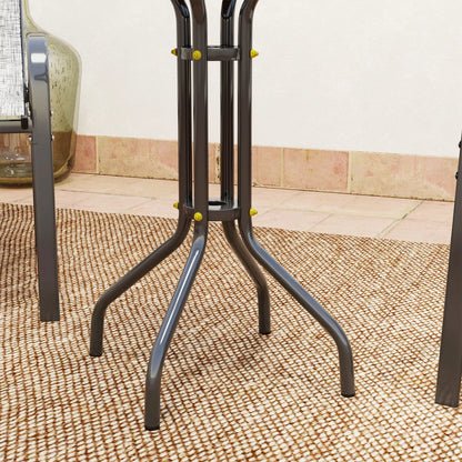 3 Piece Bistro Set, Stackable Mesh Chairs, Glass Table, Grey Bistro Sets at Gallery Canada