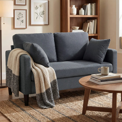 55" Loveseat Sofa, Modern Linen Upholstered, Dark Grey 2-Seater Sofas at Gallery Canada